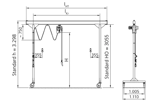 KBK suspension monorails diagram